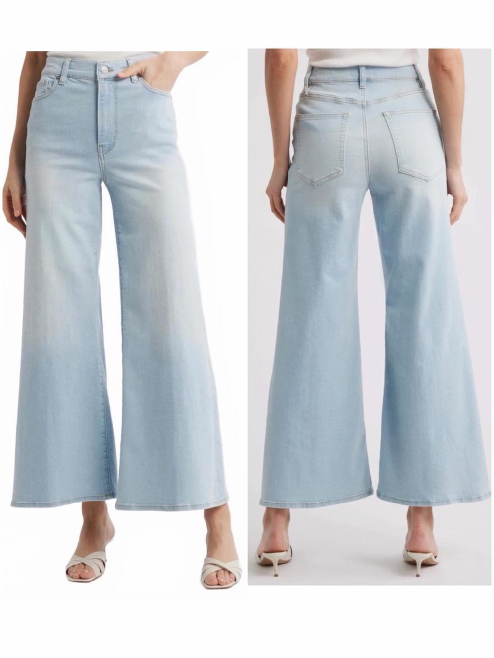 FRAME Le Palazzo High-Waist Wide Leg Crop Jeans in Blue Springs Wash, 28